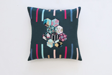 Hexi quilted pillow with dare fabrics