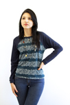 Knit long sleeve top with dare fabrics